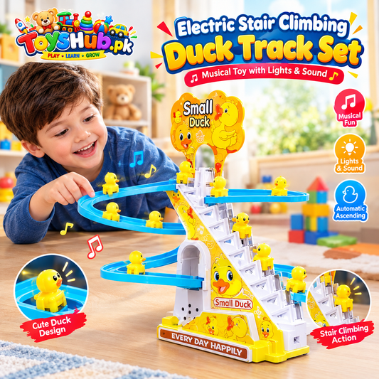 Electric Stair Climbing Duck Track Set - Musical Toy with Lights & Sound TN