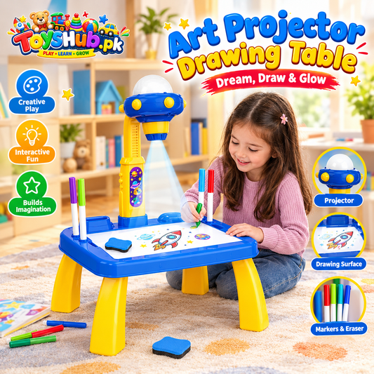 Kids' Art Projector Drawing Table – Dream, Draw & Glow with Markers & Eraser Toys Hub
