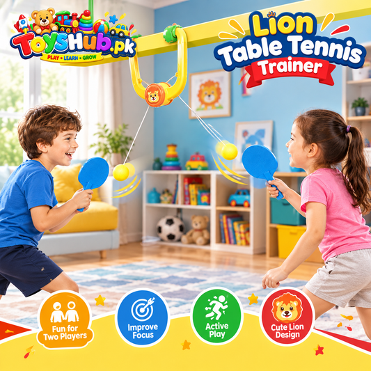 Lion Table Tennis Trainer - Hanging Indoor Ping Pong Practice Set for Kids Toys Hub