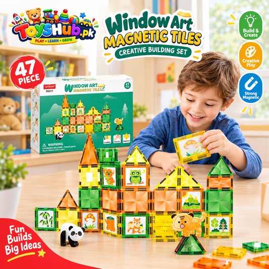Window Art Magnetic Tiles Creative Building Set 47-Piece Toys Hub
