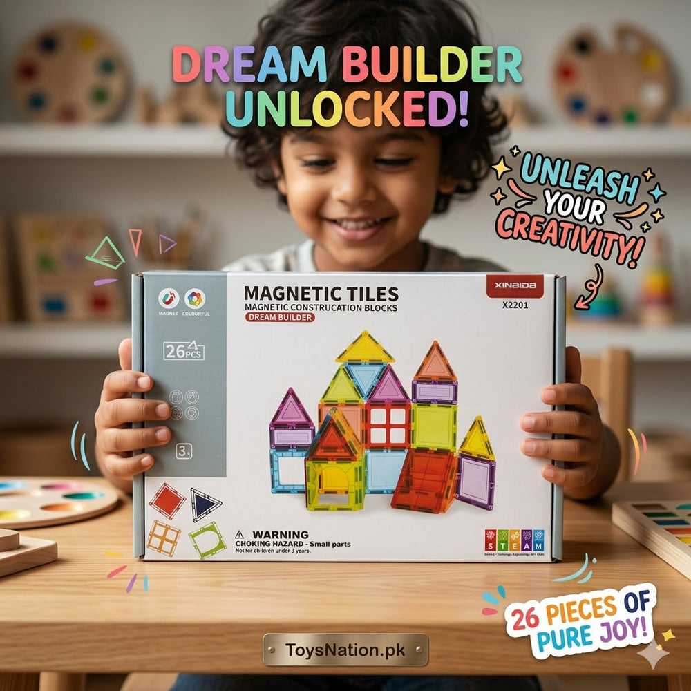 Magnetic Tiles Building Set – 26 Pcs Creative Construction Kit