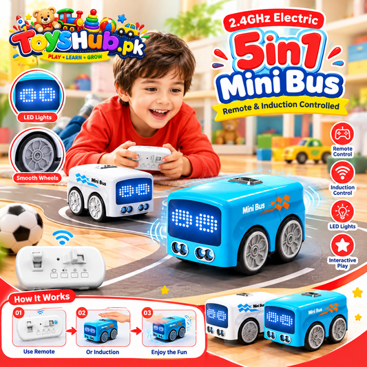 2.4GHz Electric 5in1 Remote & Induction Controlled Mini Bus Toys Hub