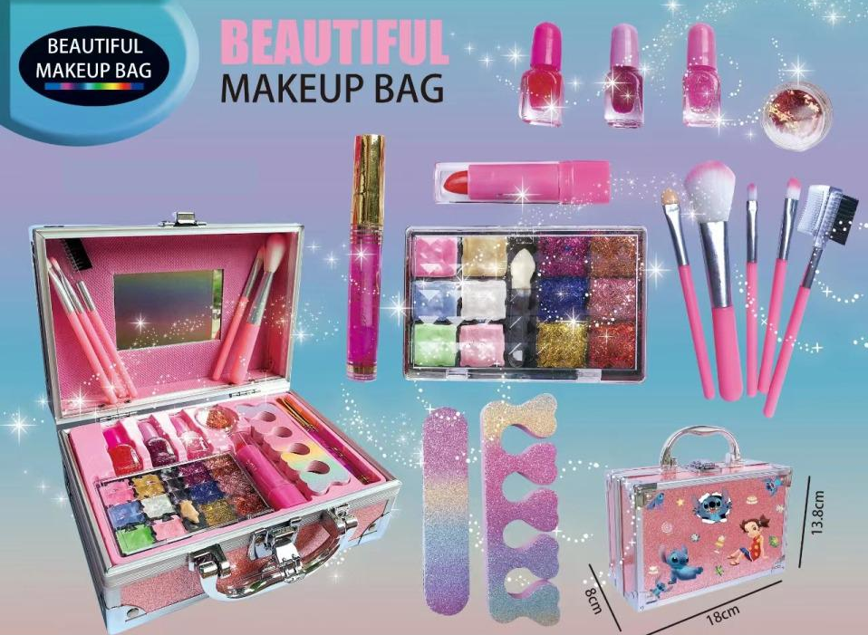 14Pcs Realistic Stitch Makeup Briefcase