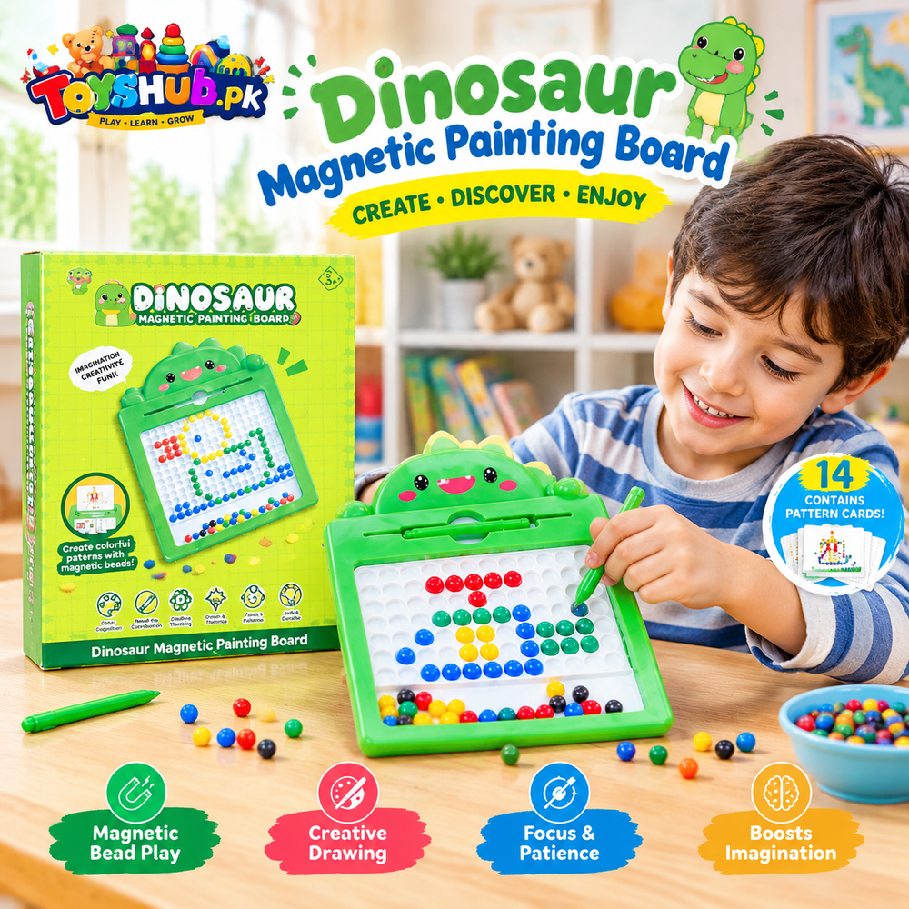 Dinosaur Magnetic Painting Board – Creative Magnetic Bead Drawing Toy for Kids