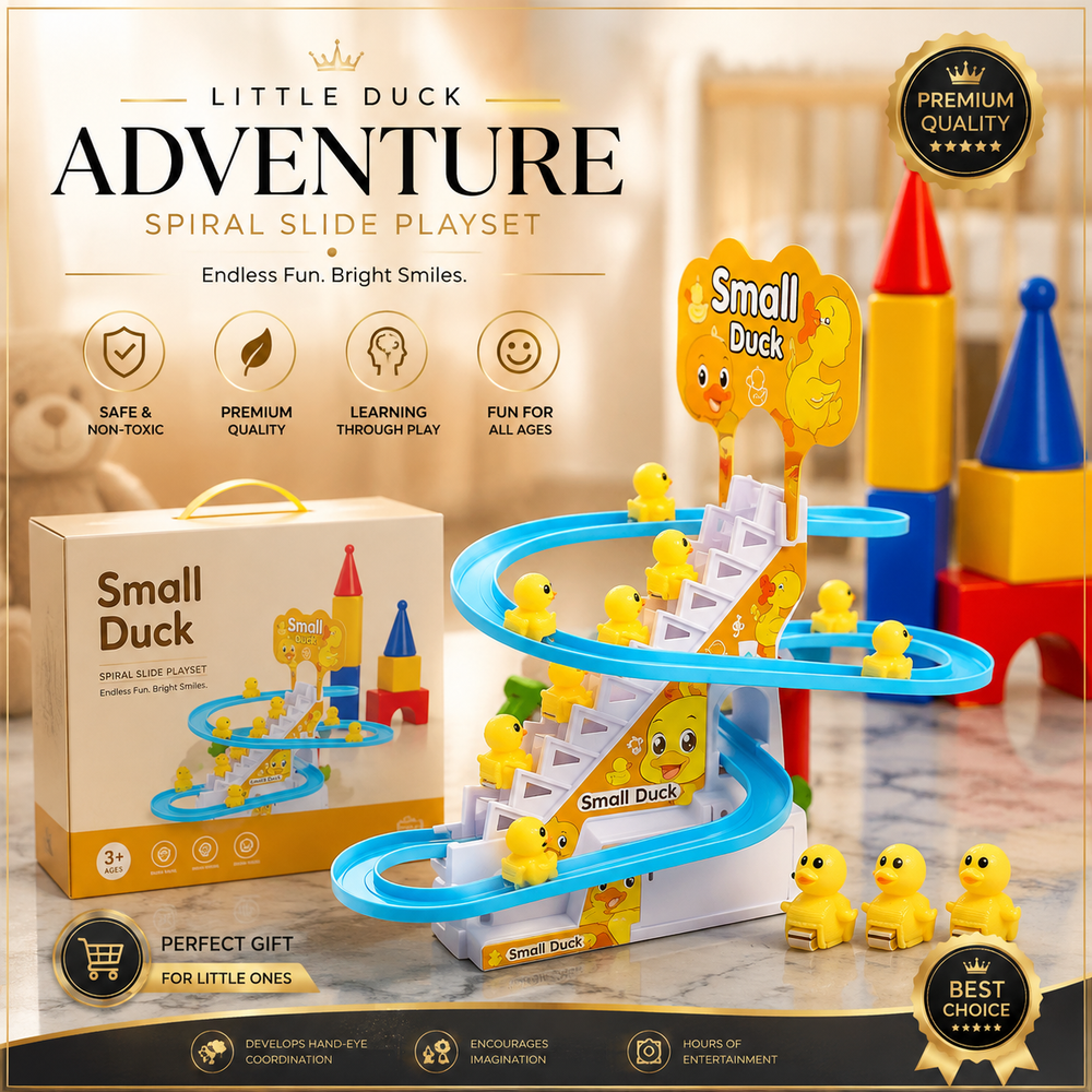 Electric Stair Climbing Duck Track Set - Musical Toy with Lights & Sound