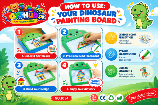 Dinosaur Magnetic Painting Board – Creative Magnetic Bead Drawing Toy for Kids Toys Hub