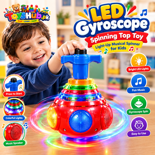 LED Gyroscope Spinning Top Toy for Kids – Light Up Musical Spinner | Toyshub.pk Toys Hub