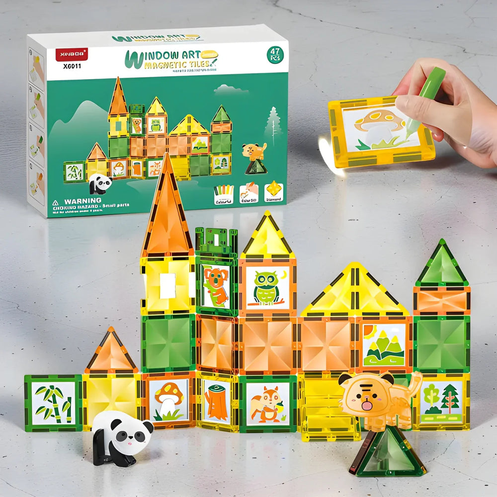 Window Art Magnetic Tiles Creative Building Set 47-Piece